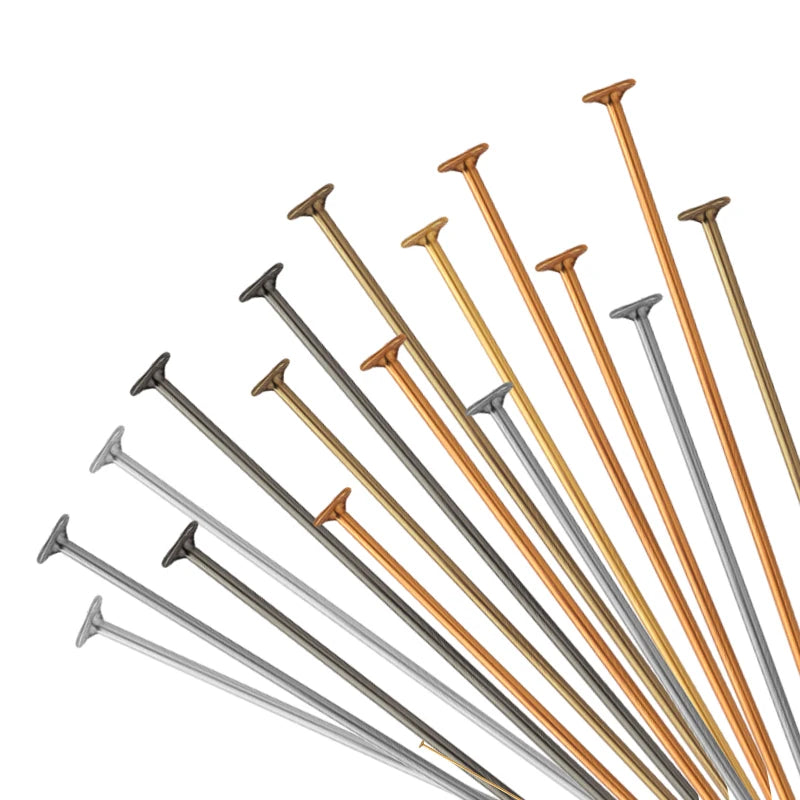 100-200pcs/lot 15-70mm Flat Head Pins Gold/Silver Color/Rhodium Headpins For DIY Jewelry Findings Making Accessories Supplies Qme
