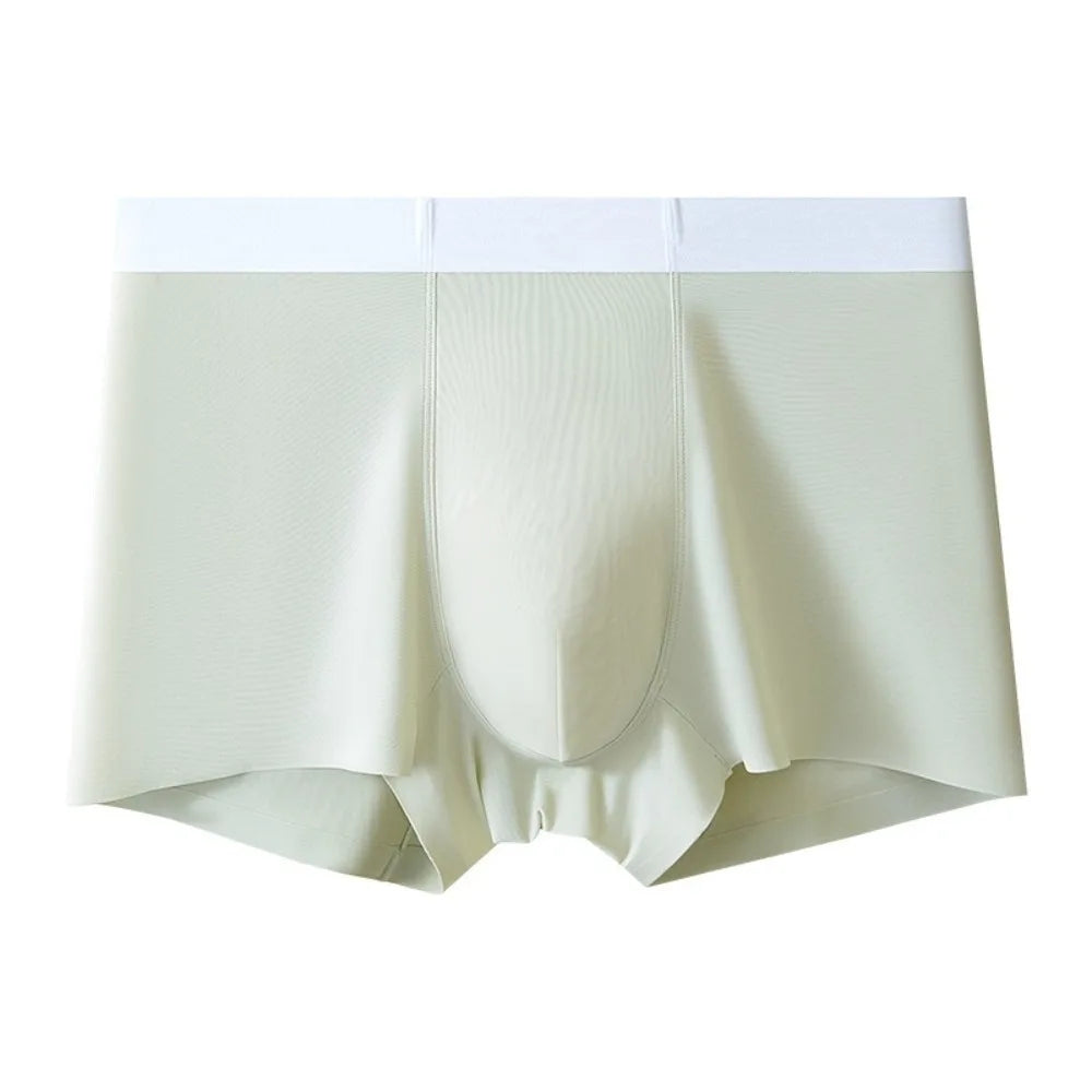 Simple Quick-dry Men's Boxer Briefs Cool Feeling Breathable Seamless Panties Lingerie Shorts Ice Silk Panties Gifts Qme Light Green L