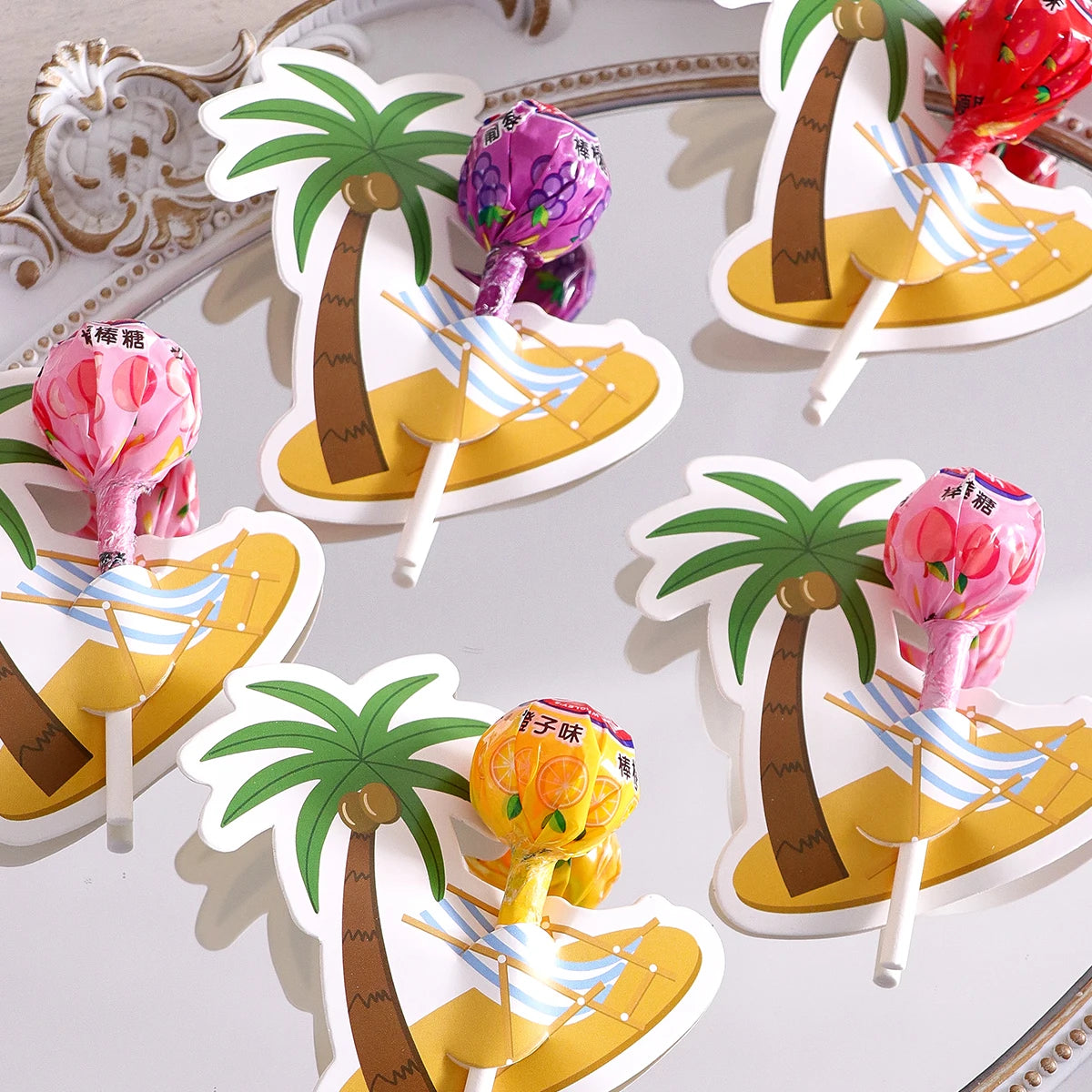 20 Pieces/Pack, Candy-Shaped Decoration Cards in the Shape of Coconut Trees, Paper Greeting Cards and Coconut Tree-Shaped Decorations Qme