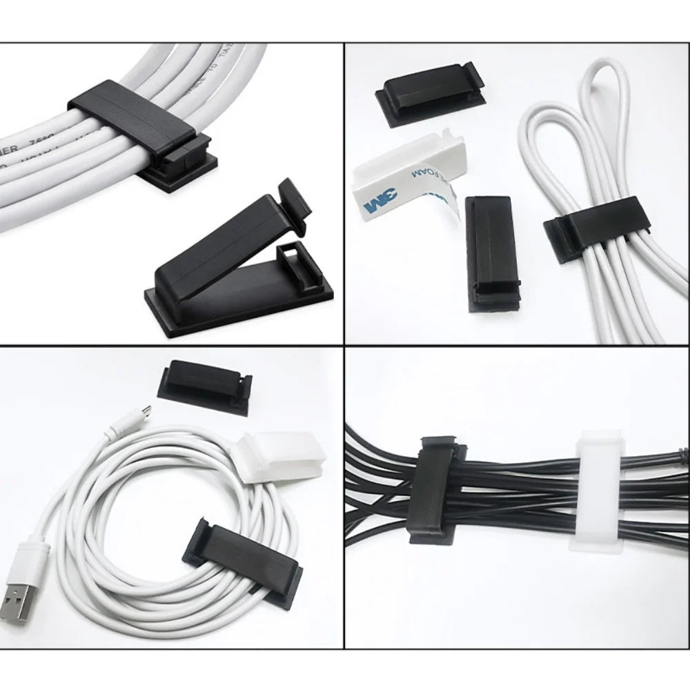 Self-adhesive Cable Organizer Cable Clamp Clips Holder Clamp Management Car USB Data Cable Decorative Cord Winder Manager Qme