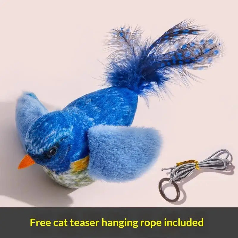 Electric Squeaky Simulation Bird Plush Toys Realistic Cat Toy Cats Qme Blue