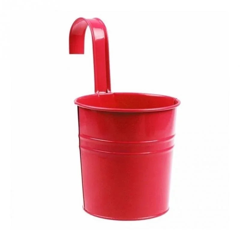 Iron Hanging Flower Pot Hook Wall Mounted Planter Holder Balcony Qme red