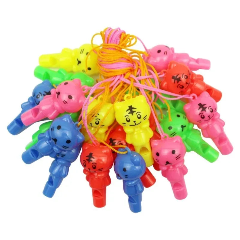 10PCS Random style Cute Animal Cat Plastic Whistle Referee Sport Cheerleading Toys And Kids Children Birthday Party Favors Gifts Qme