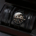 4 Pcs/Set Fashion Men's Casual Watches Men's Leather Bracelet Quartz Watch Man Present Bracelets Set (Without Box) Qme 3