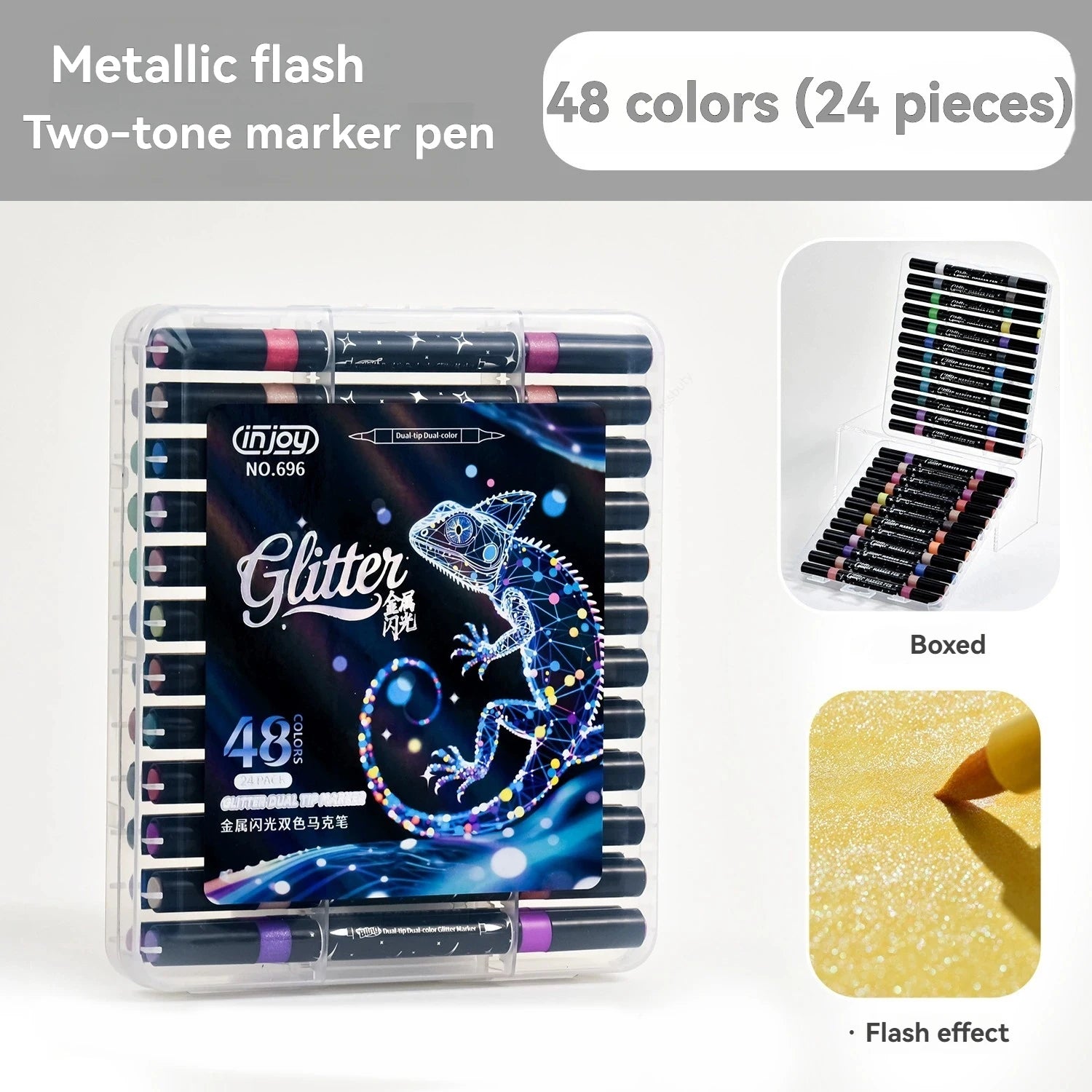 12-48 Metal Glitter Marker Pens Sparkly And Shiny, Double Tips, for Painting,Ceramic, Glass,Scrapbooking, DIY Craft Making Qme 24 pieces 48 colors