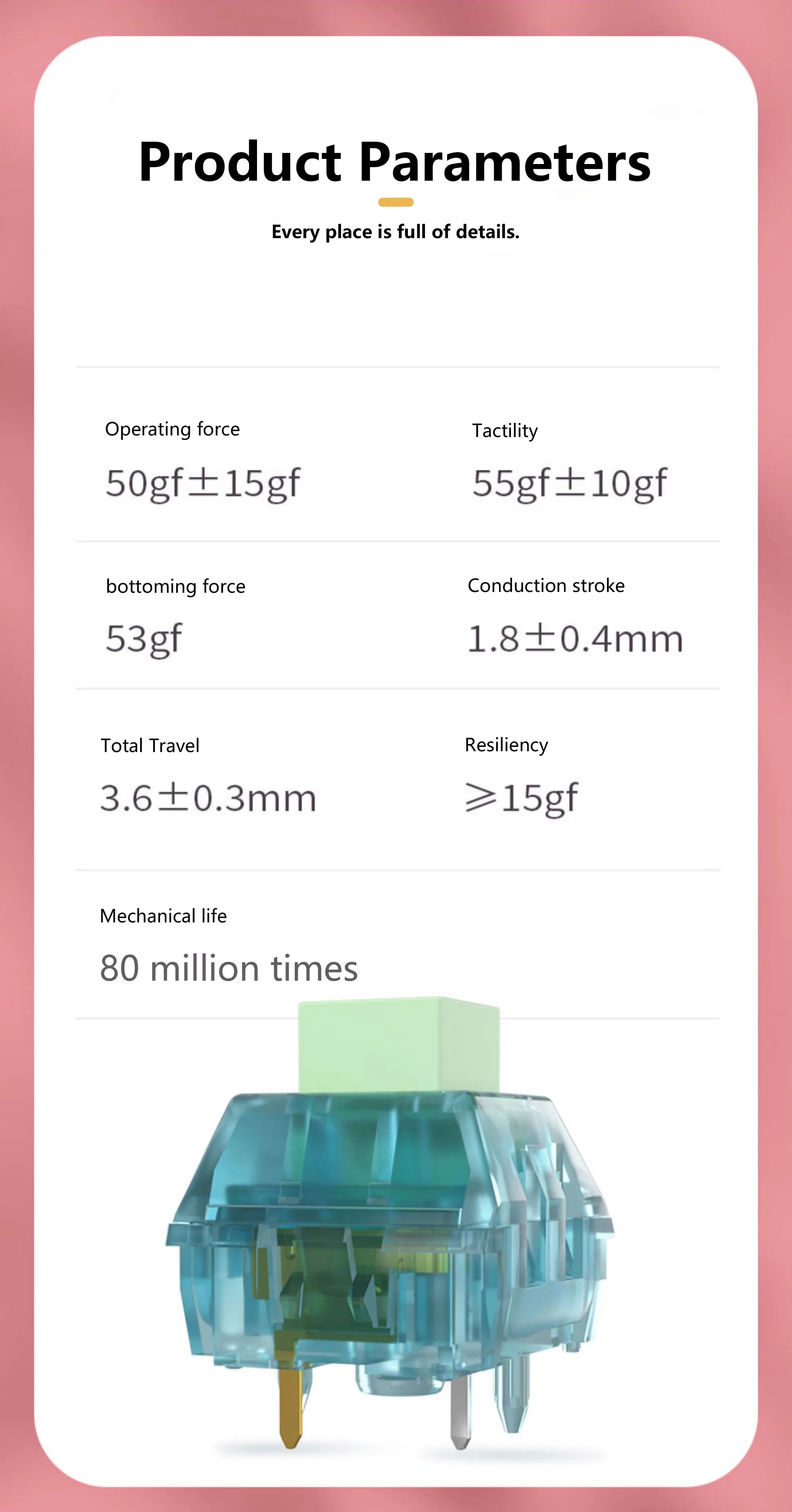 Kailh BOX Zhixia Switch Ethereal Sound Paragraph Class Cyan Switch Crisp Pre Lubricated Mechanical Keyboard Switch 5-Pin POM DIY Qme