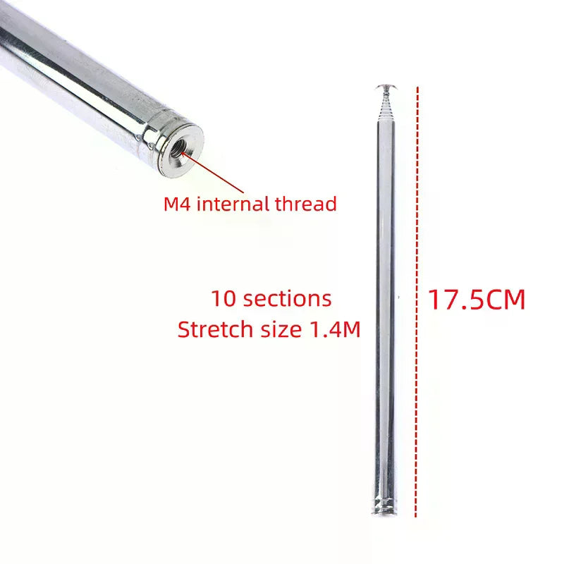 FM AM Radio Antenna 10 Section Adjustable Telescopic Design Strong Qme