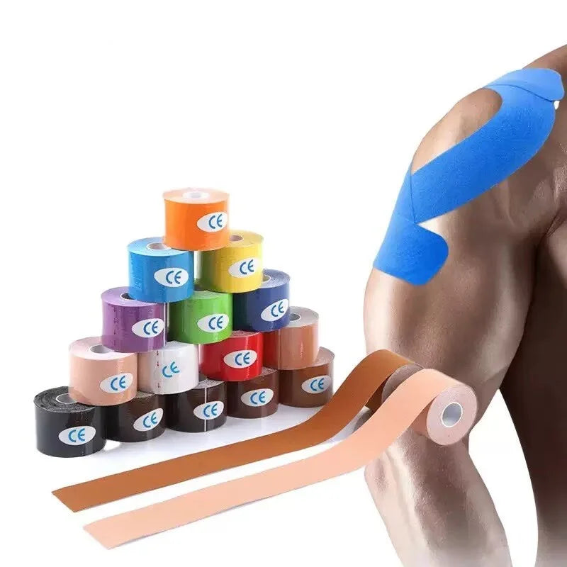 Sports Kinesio Tape Muscle Kinesiology Elastic Knee Pain Relief Strain Patch Athletic Recovery Stickers Fitness Bandages Qme
