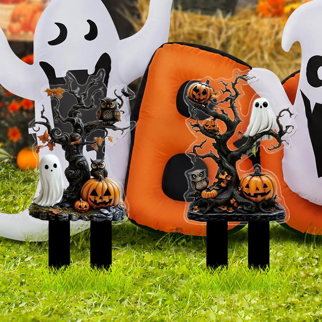 Halloween Yard Stakes Decorative Garden Stakes For Halloween Decor 2D Acrylic Scary Outside Decor Signs For Porch Patio Backyard Qme