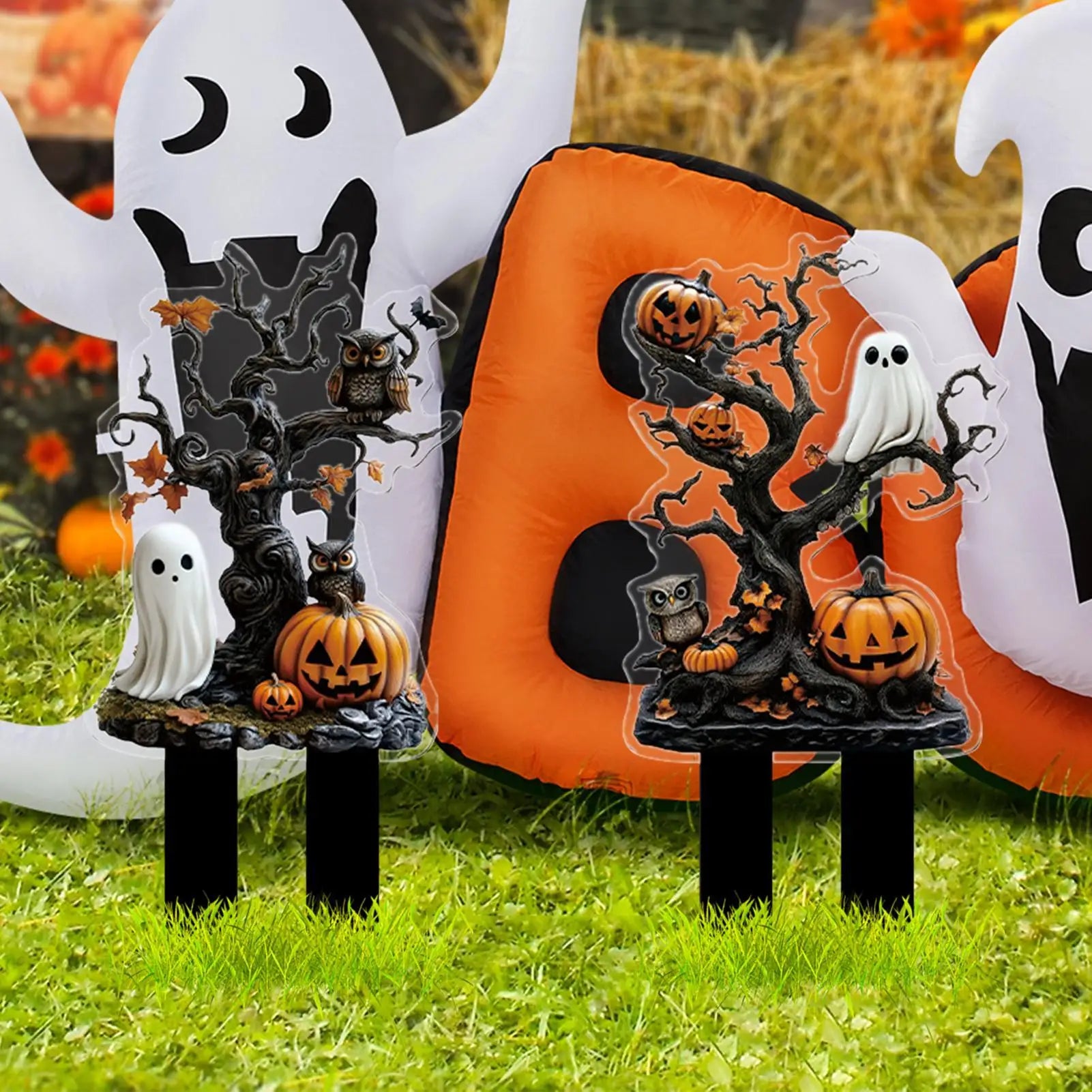Halloween Yard Stakes Decorative Garden Stakes For Halloween Decor 2D Acrylic Scary Outside Decor Signs For Porch Patio Backyard Qme