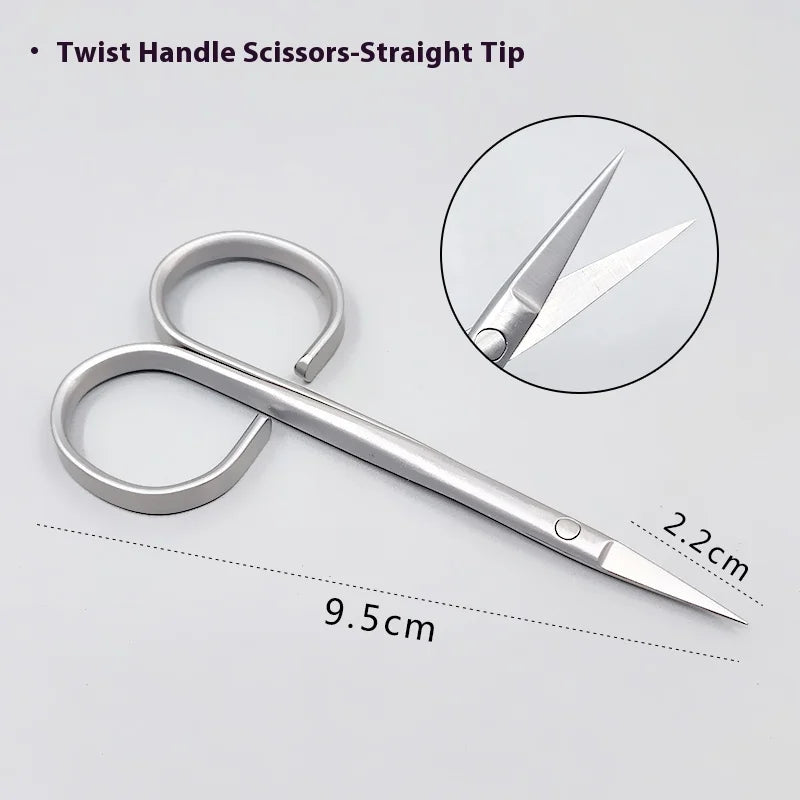 Eye Scissors Twisted Handle Straight-curved-point Double-fold Rapid Qme a