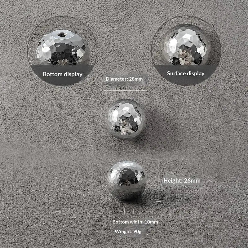 Brass Silver Ball Furniture Pull Handles - Hand-forged Hammer Cabinet Door Drawer Knob Kitchen Wardrobe Cupboard Hardware Qme A5