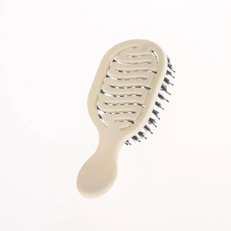 Mini Boar Bristle Hairbrush Women Scalp Massage Detangling Comb Wet Qme White