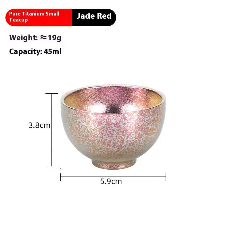 Pure Titanium Small Tea Cup Coffee Outdoor Portable Camping Tableware Qme 3 Light Red