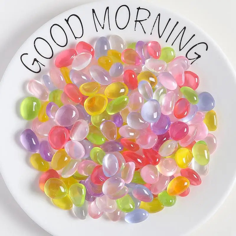 20/40Pcs Glowing Resin DIY Stones Luminescent Craft Accessories for Handmade Jewelry Phone Charm Making Supplies Qme 40pcs Transparent