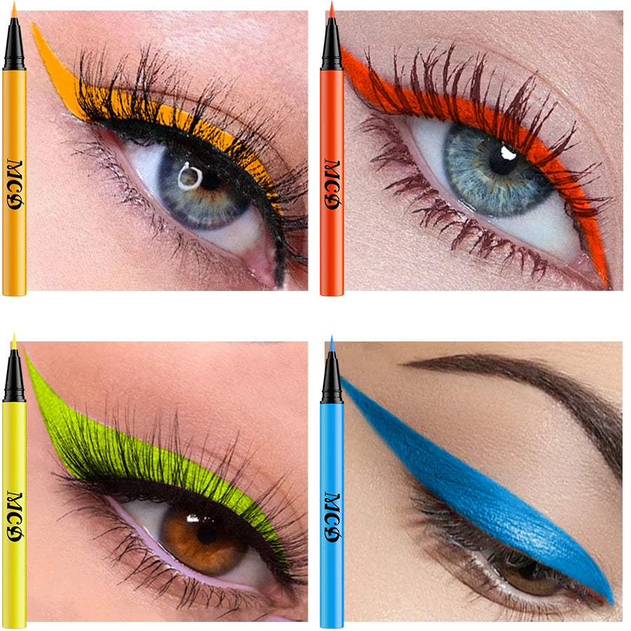 UV Light Neon Eyeliner Pen Eyes Makeup Blue Green Waterproof Liquid Qme