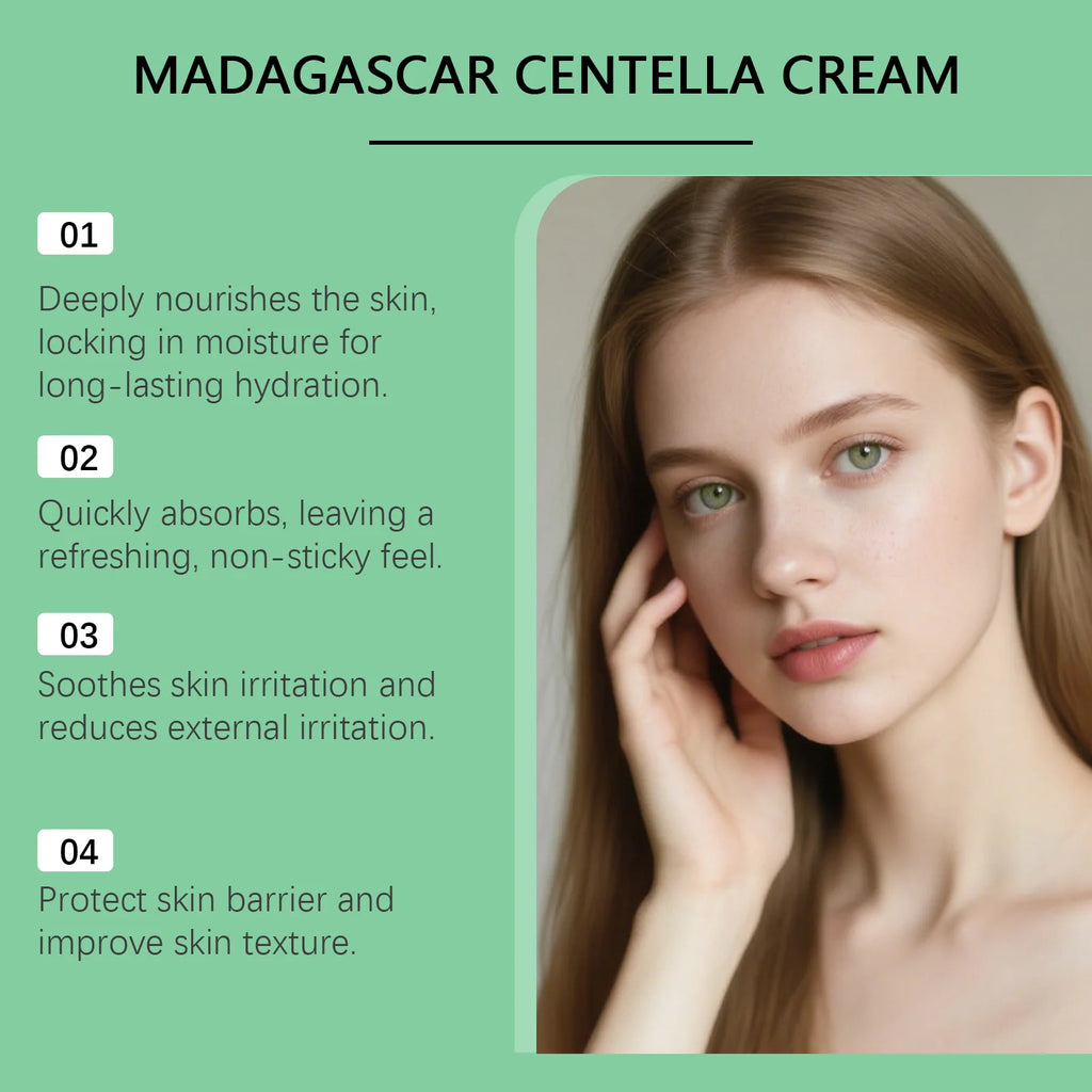 Centella Soothing Cream with Ceramide & B5 Face Repair Moisturizer Redness Relief Soothing Cream for Dry Sensitive Skin Qme