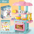 Mini Kitchen Counter Play Set DIY Simulated Cooking Food Tableware Play House Role Play Pretend Game Toy Gift Kid Boy Children Qme Blue