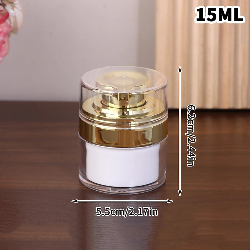 Refillable Vacuum Bottle Travel Cream Lotion Cosmetic Container Pump Qme 15ml Gold