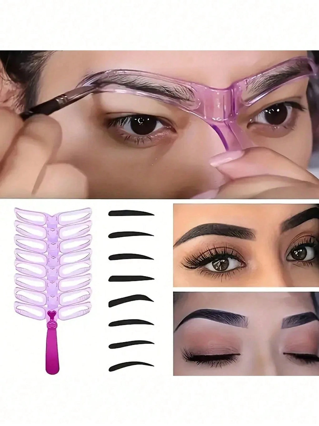 Reusable Eyebrow Stencils Shaping Makeup Template Shaper-8 Styles Qme