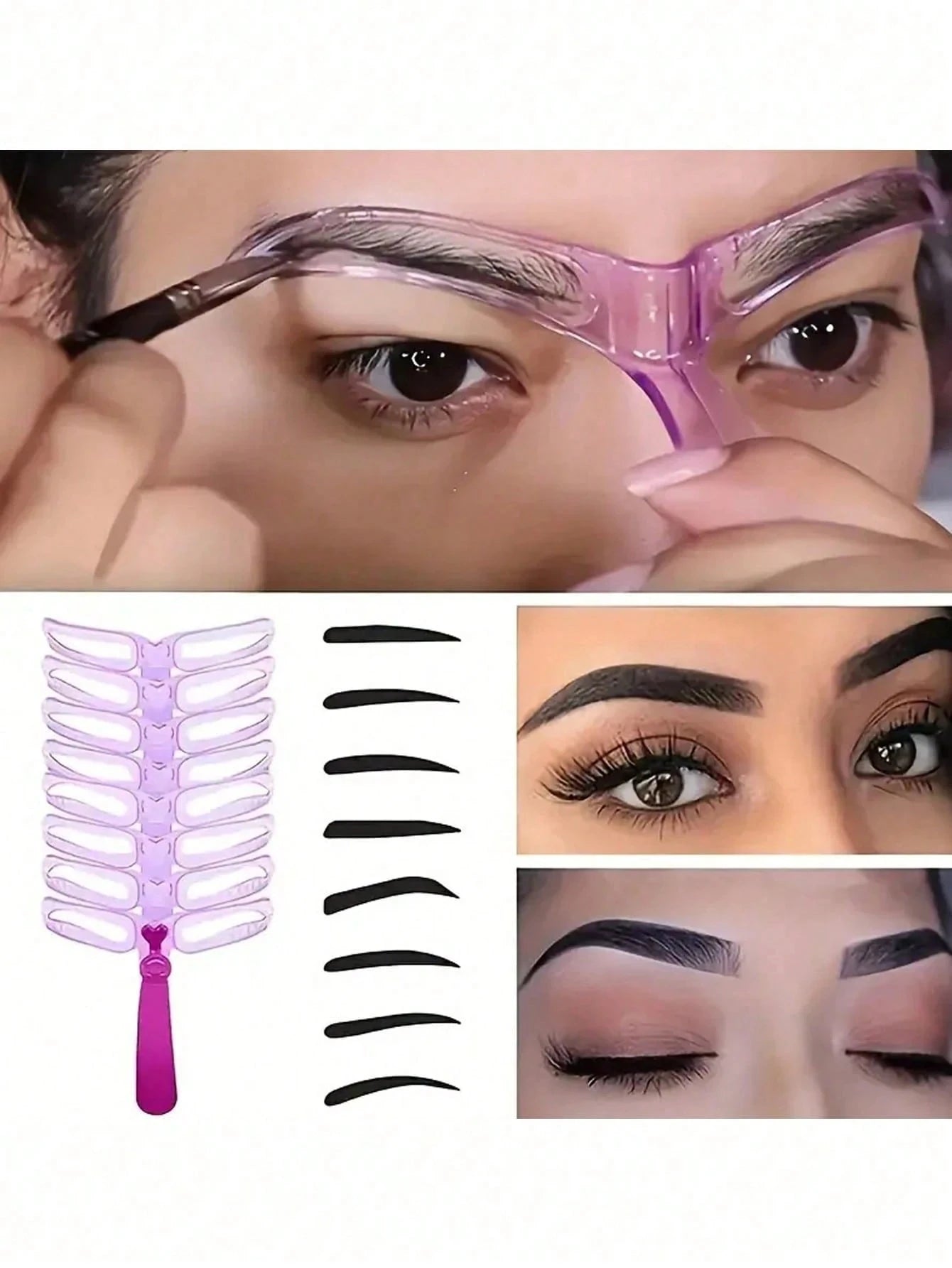 Reusable Eyebrow Stencils Shaping Makeup Template Shaper-8 Styles Qme