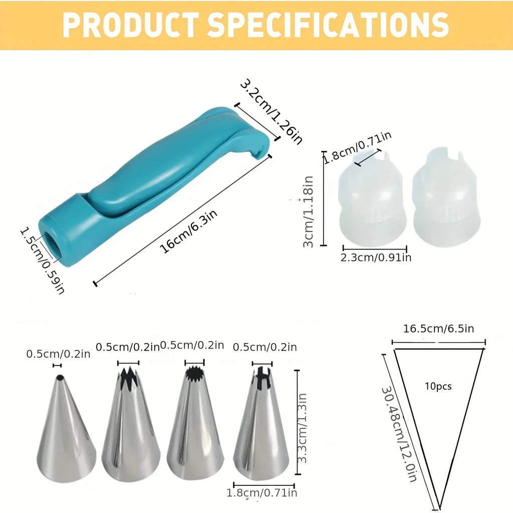 17pcs Cake Decorating Tool Set Cake Decorating Pen Baking Tool Kit Pastry Icing Piping Cookie Cream Squeezer Piping Gun, Qme
