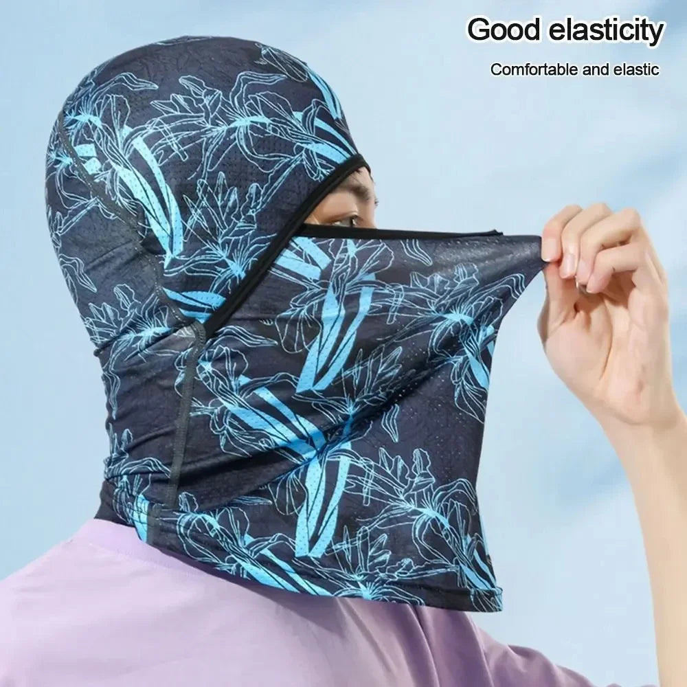 Summer Cool Balaclava Ice Silk Cycling Full Face Cap Sun Anti-UV Protection Sports Face Cover Headwear Bike Motorcycle Men's Hat Qme