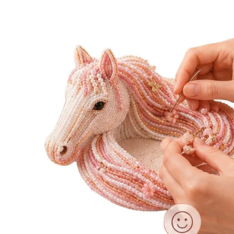 DIY Beaded Horse Mane Catchall Tray Organize Keys Remotes Decor Qme