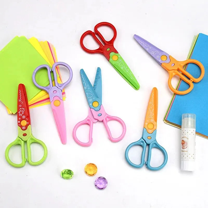 Creative And Cute Lace Scissors Can Be Changed Into 6-head Child Safety Diy Pattern Paper Cuttings Card Tool Qme