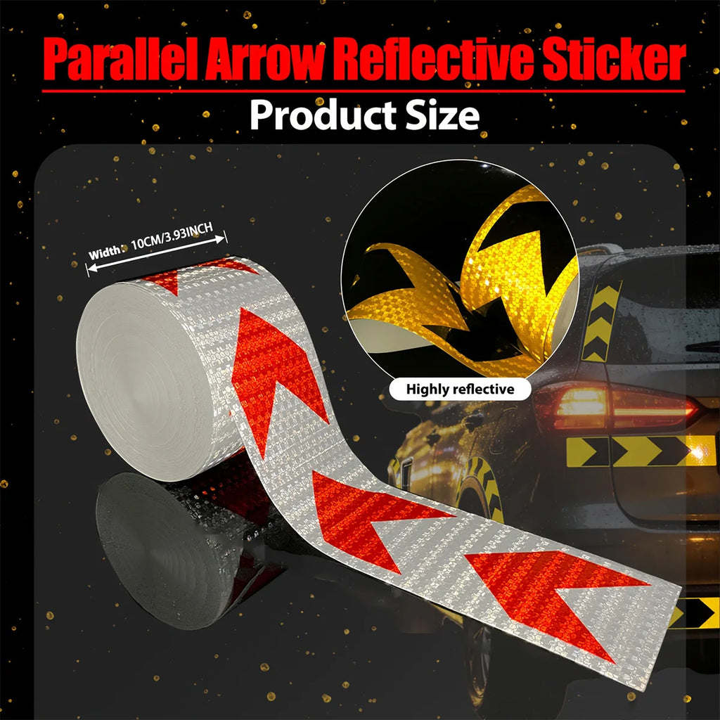 4Inch Waterproof Arrow Reflective Tape Safety Caution Warning Stickers Conspicuity Reflectors for DIY Car Truck Vehicle Warning Qme