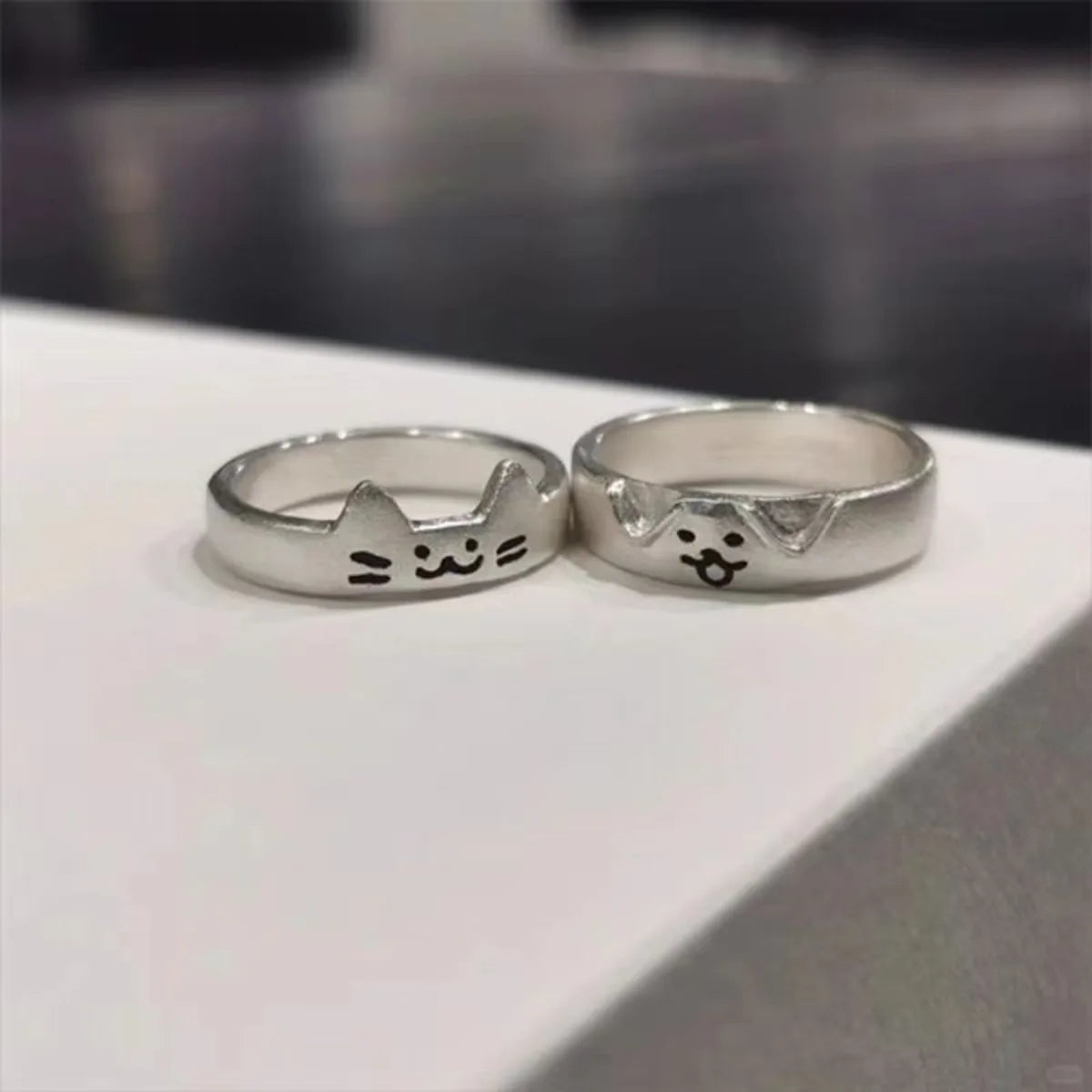 1pcs Cute Cat Dog Animal Couple Ring for Women Men 2025 New Fashion Statement Lover Rings Valentine's Day Party Jewelry Gifts Qme