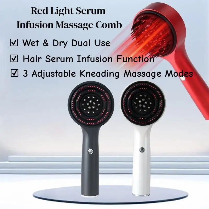 Electric Head Massage Comb Rechargeable 630nm Red Light Scalp Qme