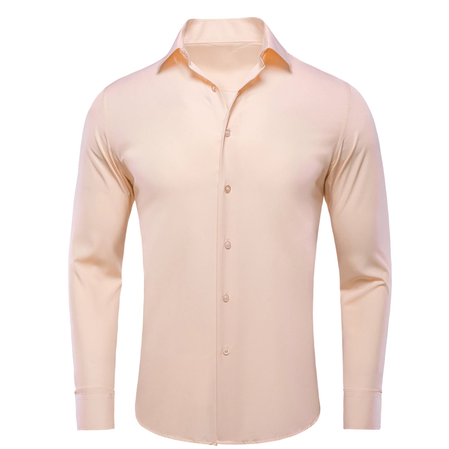 Hi-tie Plain Solid Silk Men's Shirts Long Sleeve Lapel Dress Suit Qme CY-1087 L