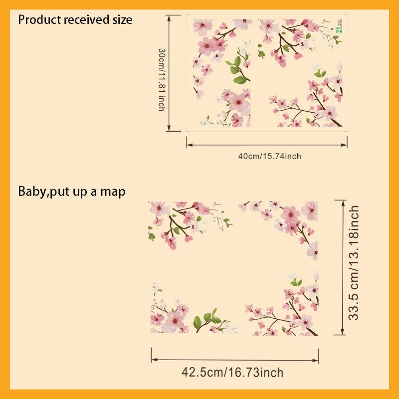 Pink Peach Blossom Mirror Wall Sticker Self Adhesive PVC Decal Glass Qme