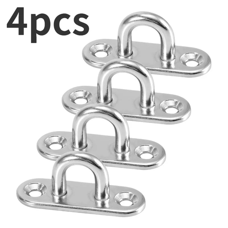 4Pcs U-Hook - Heavy Duty, Corrosion Resistant Eye Plate for Ships, Awnings and Wall Accessories, Steel Wall Hook Qme 4PCS