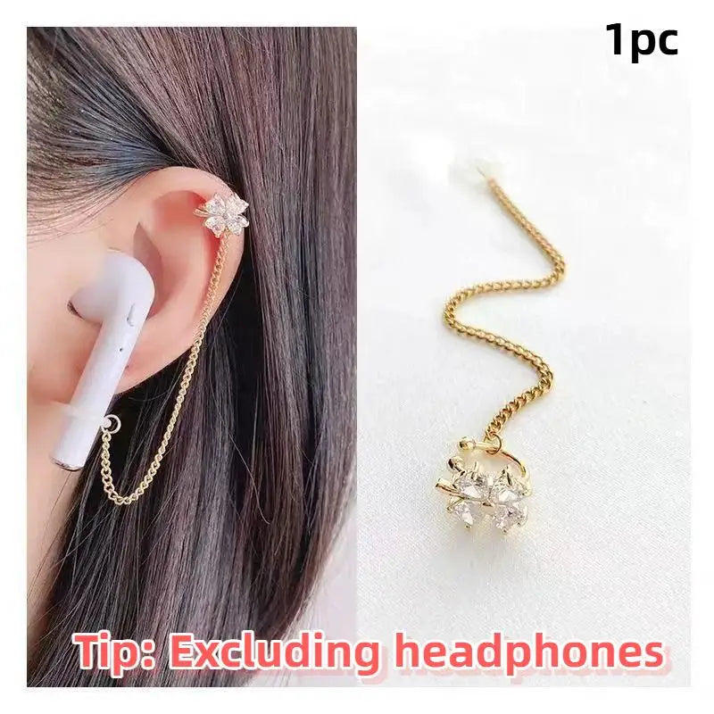 Creative Rhinestone Butterfly Earphone Anti-lost Chain Fashionable Qme A5