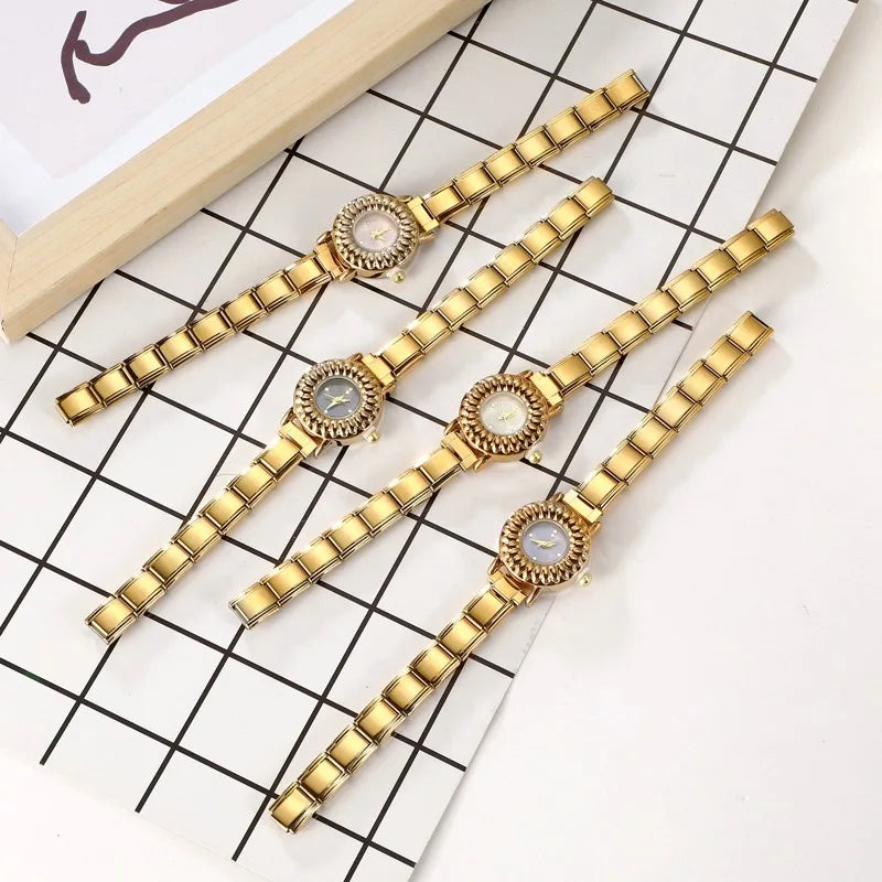 New 1PC High Quality Women's Stainless Steel Round Stereoscopic Watch Bracelet Bangle For Friend Wife Birthday Gift DIY Jewelry Qme