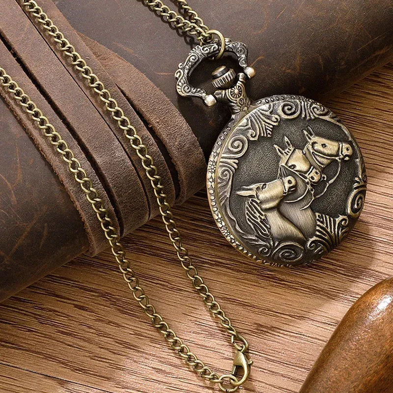 Bronze colored pocket watch animal series blind box Qme