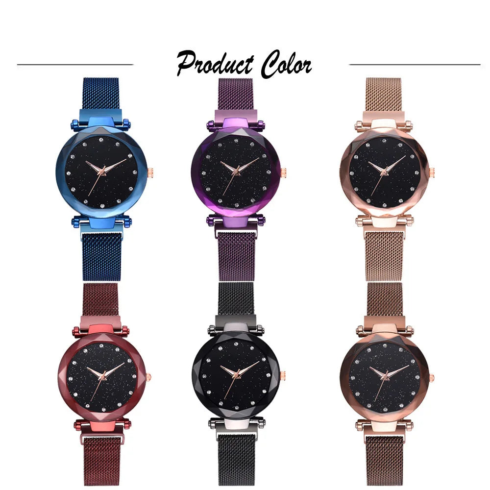 Luxury Women Watches Ladies Magnetic Starry Sky Watch Women Fashion Diamond Quartz Wristwatches reloj mujer zegarek damski Qme