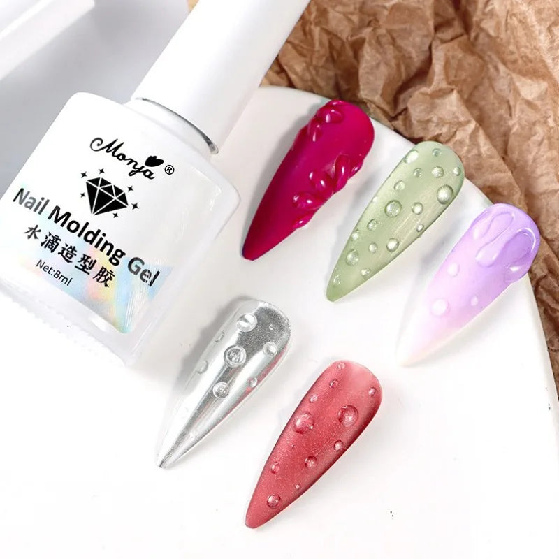 8ml Aqua Drop Sculpting Gel, No Wipe Water Beading 3D Nail Art Gel, UV LED Curable High Gloss Transparent Modeling Nail Gel Qme