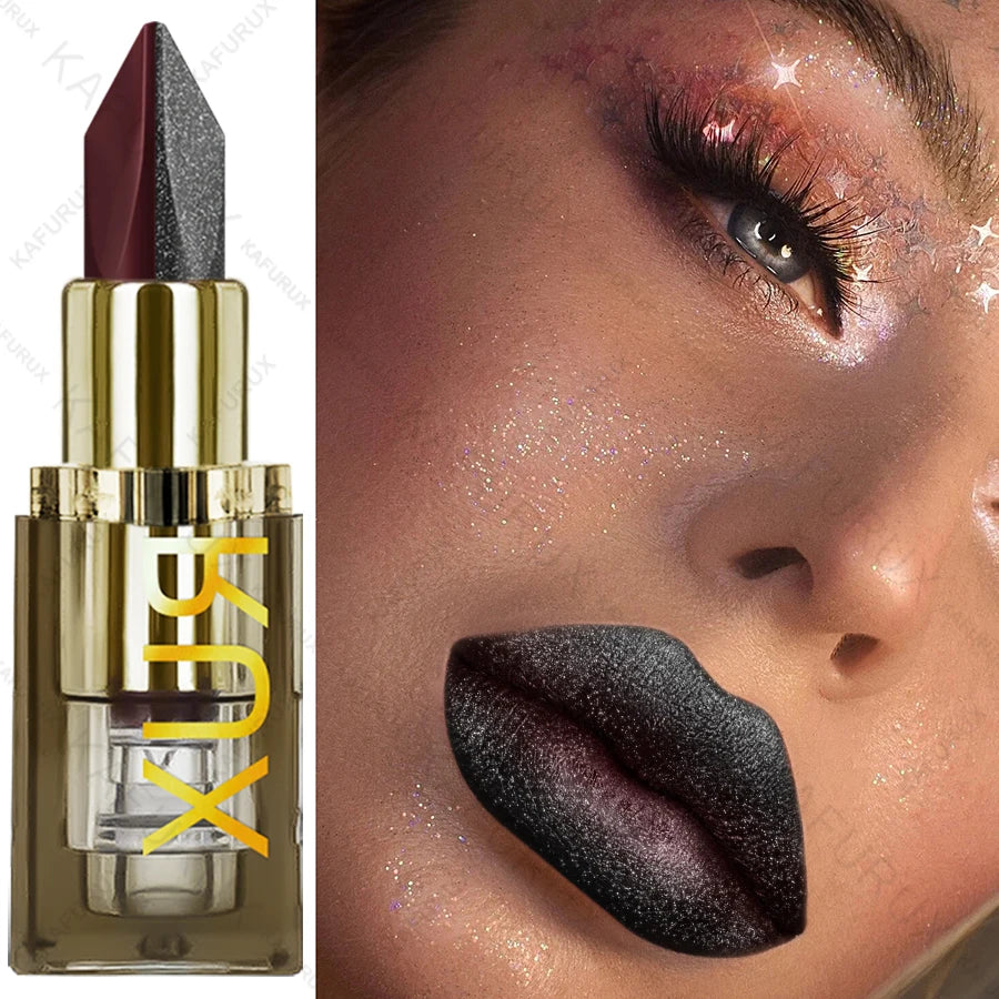 11 Two-tone Lipstick Purple Black Glitter Matte Lipsticks Makeup Easy Qme