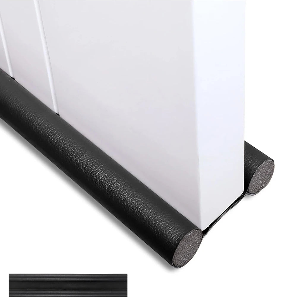 1-4pcs Flexible Door Seal Strip Soundproof Windproof Cuttable Anti-cold Washable Door Gap Weatherstrip Self Adhesive Strip Qme Double black 1pc