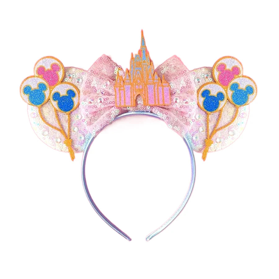 New Glitter Crown Castle Hairband Girls Princess Party Headwear Sequins Mouse Ears Bow Headband Hair Accessories Kids Boutique Qme Headband 8