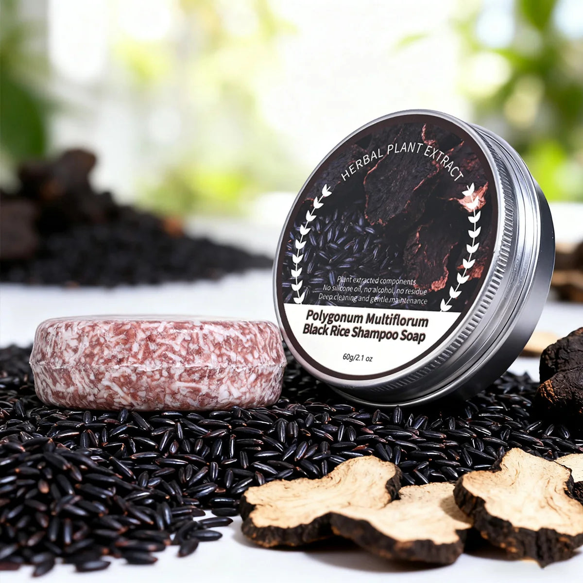 Natural Plant Polygonum Multiflorum Organic Shampoo Hair Care Soap Qme 60g