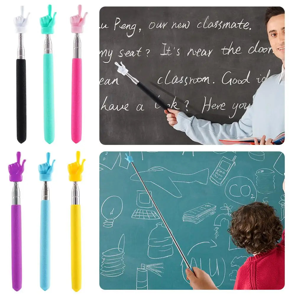 Extendable Pointer Stick Finger Design StainlessSteel Telescopic School Teaching Pointer Stick Teacher Supplies for Classroom Qme