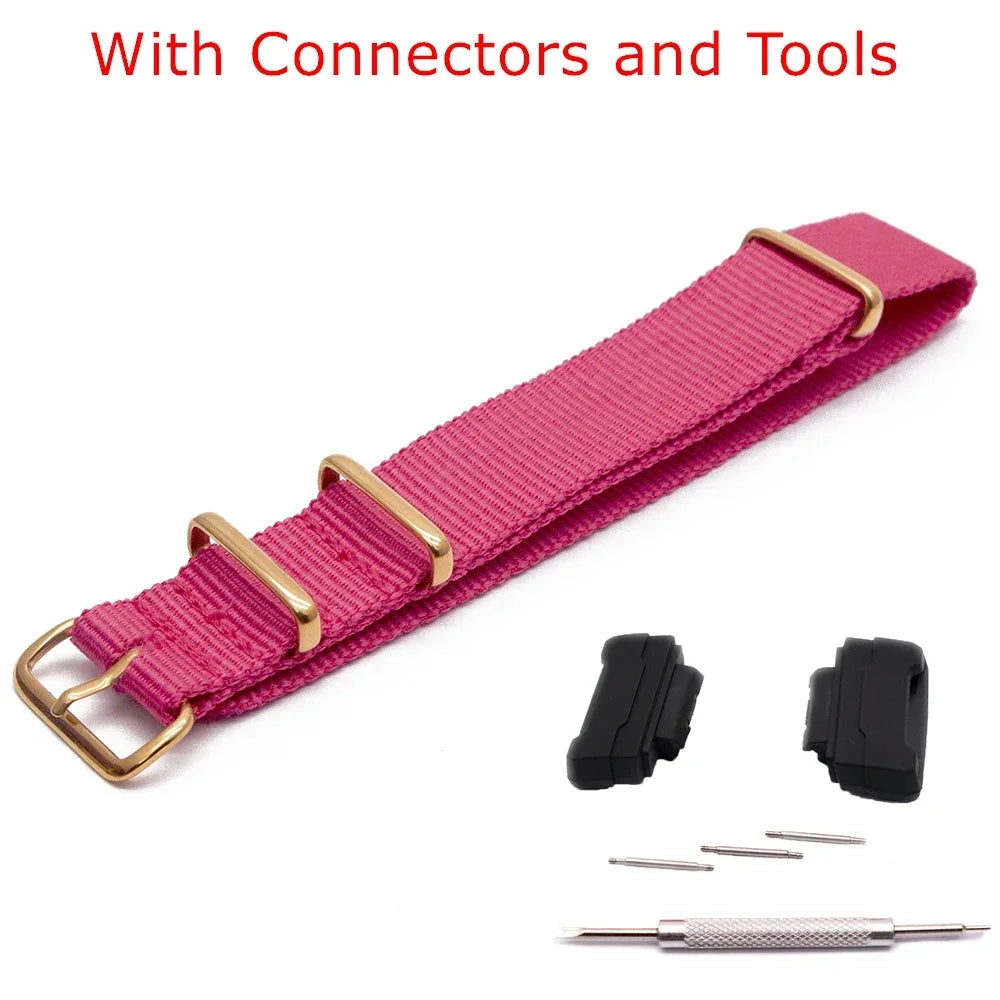 Nylon Watch Strap for Casio G-Shock GA100 GA120 GA110 GA400 Men Women Gold Buckle Replacement Watchband Bracelet Qme Pink 22mm