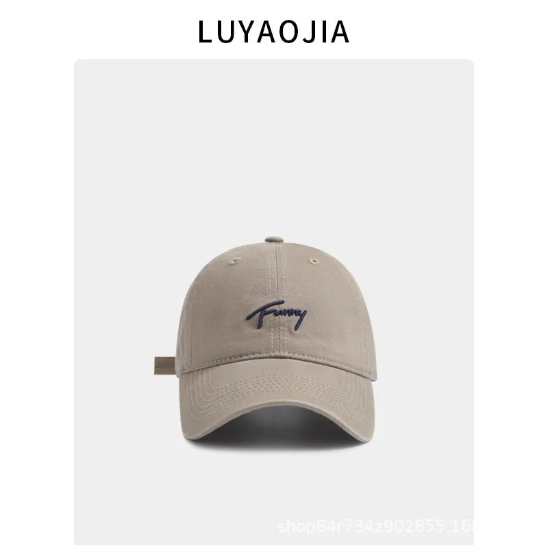 Korean Version Embroidered Soft Cap Women's Fashion Versatile Street Qme Khaki