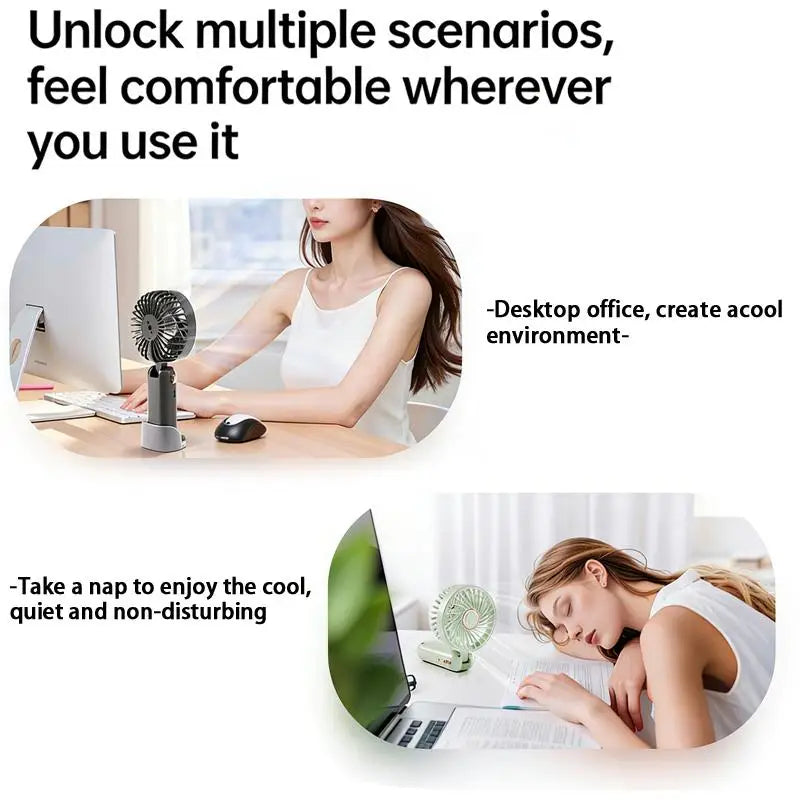 Portable Handheld Mini Fan Foldable Neck Hanging Fans 5 Speed USB Qme