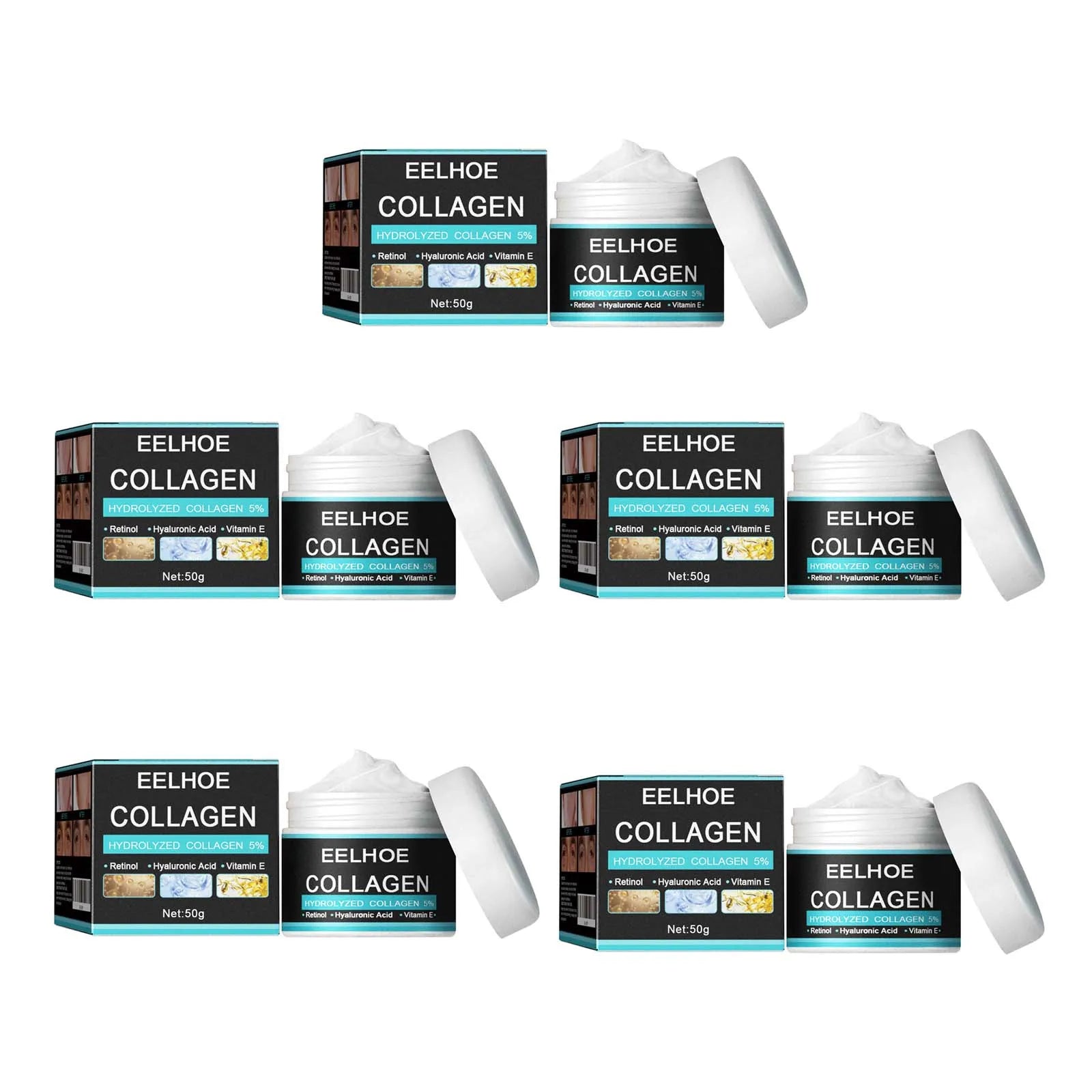 Collagen Creams For Men Smooth Wrinkle Firming Lifting Moisturizing Hyaluronic Acid Brightening Facial Cream Facial Skin Care Qme 5Pcs