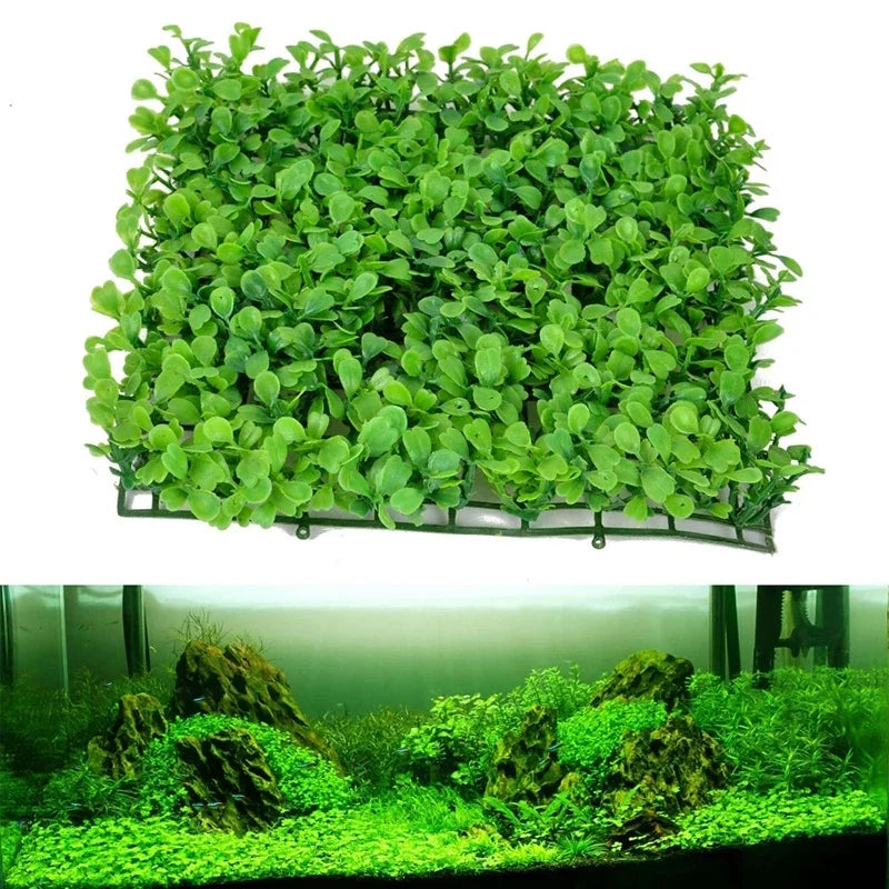 Artificial Green Grass Plant Lawn Turf Aquatic Aquarium Fish Tank Decor Fake Moss Aquarium Ornaments Aquarium Supplies Qme